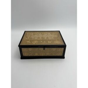 Pottery Barn Lace Inset Glass Jewelry Decorative Trinket Box Latching